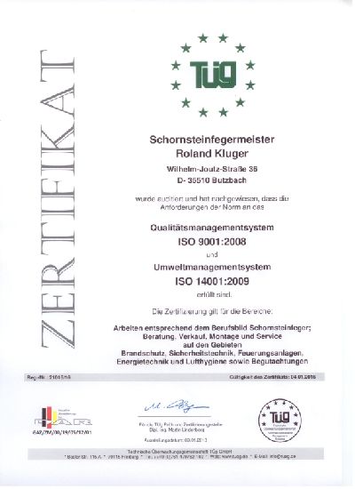 Zertifikat Schornsteinfeger
